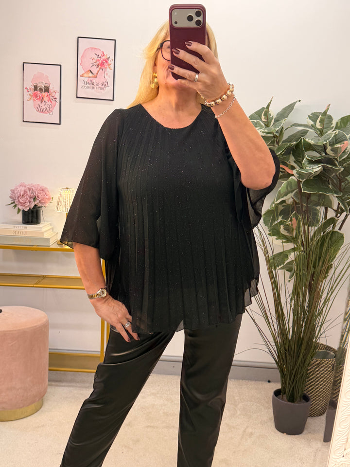 The LAUREN sparkly chiffon pleated top - 3 colours