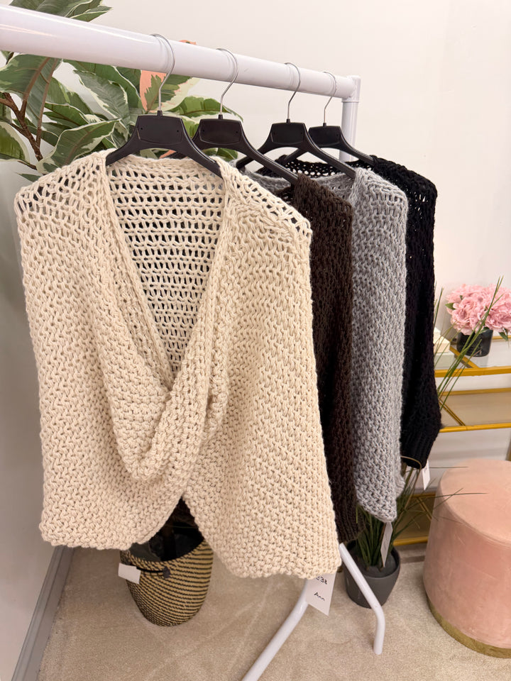 The ANN thick knit twist front jumper - 4 colours
