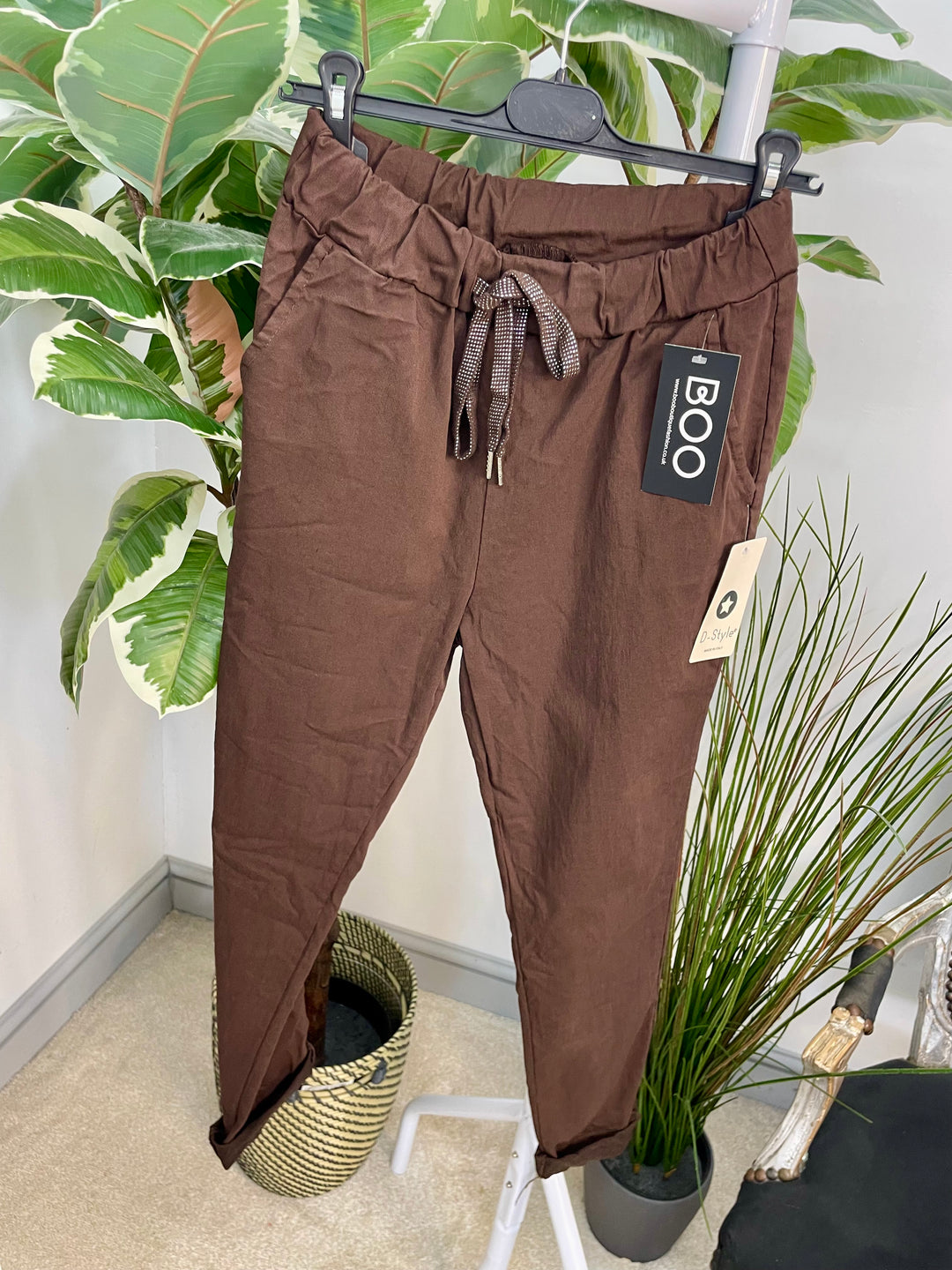 LADIES STRETCH MAGIC TROUSERS - BEIGE, BLACK, KHAKI, BURGUNDY & BROWN
