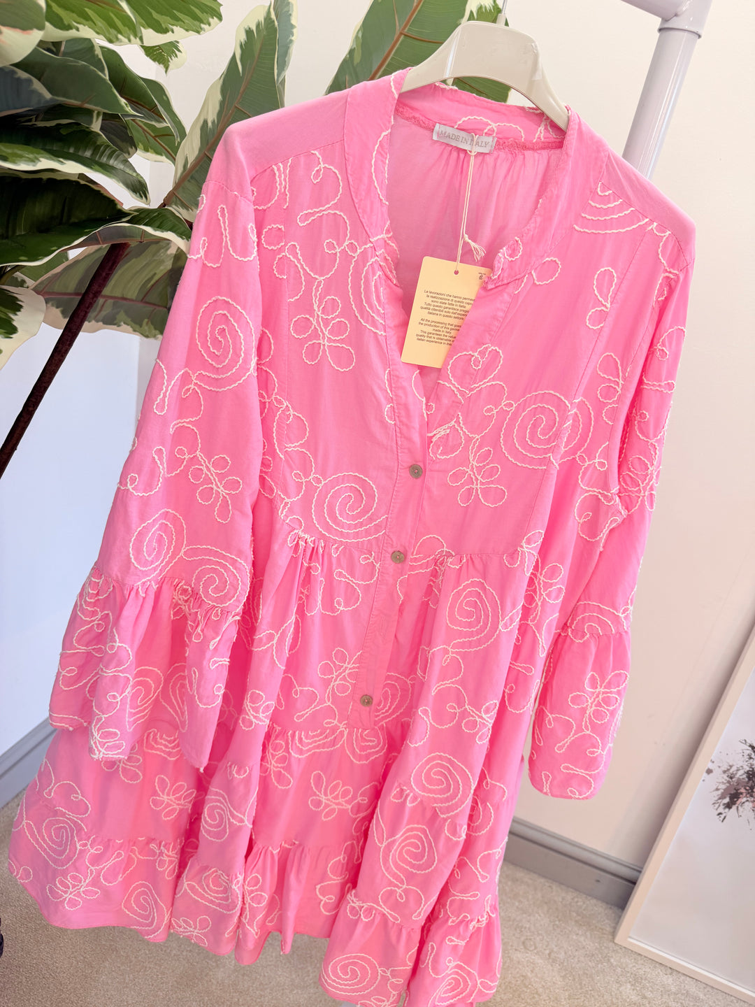 Ladies Cotton Swing Smock Summer Dress - pink, lemon, blue