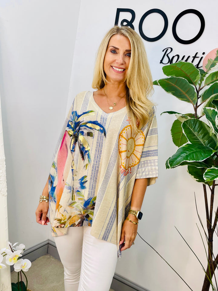LADIES LOOSE FIT OVERSIZE LUREX SUMMER AMALFI TOP