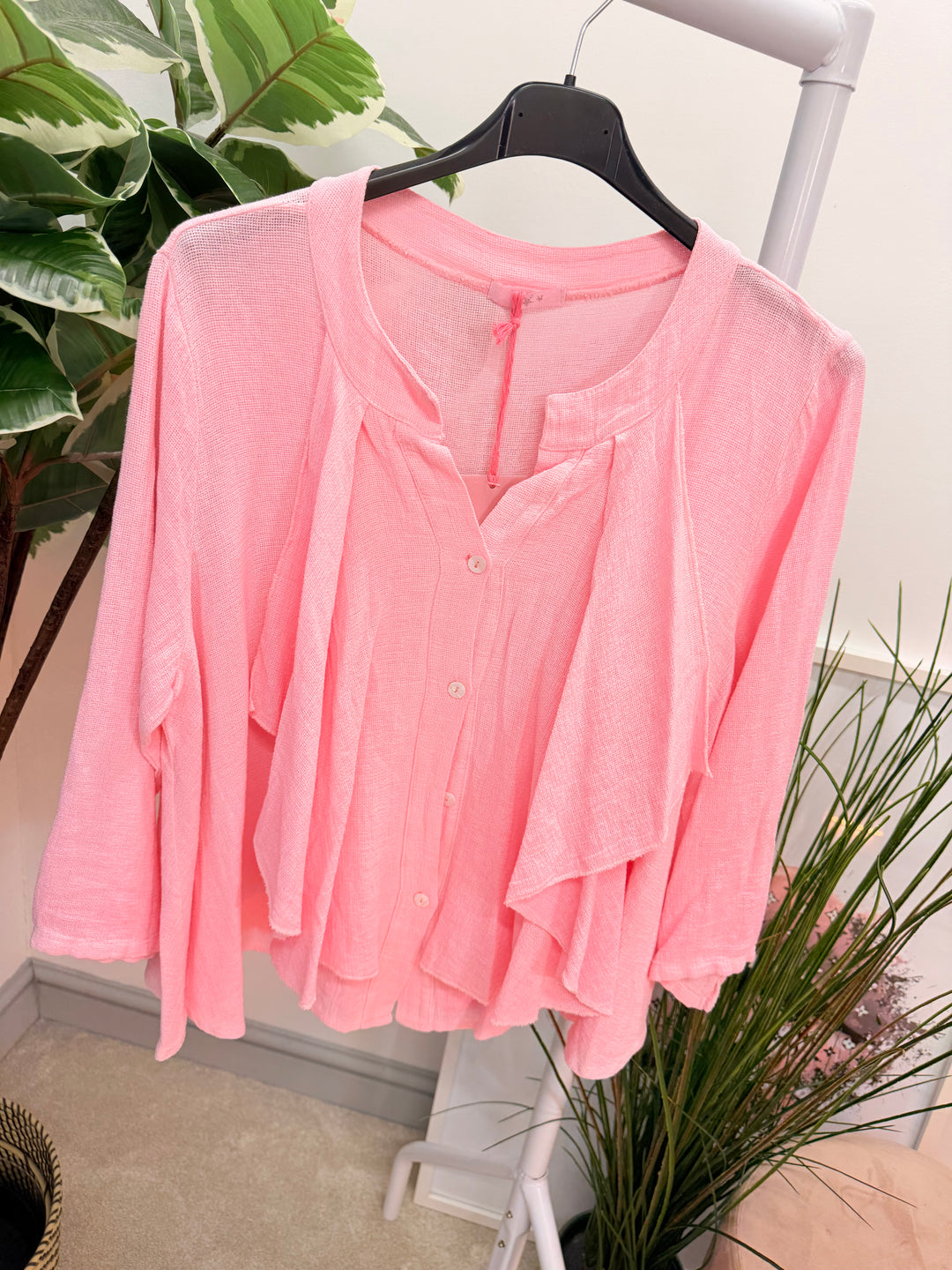 Ladies Fashion Waterfall Teabag Linen Top - lime, blue, turquoise, white, beige