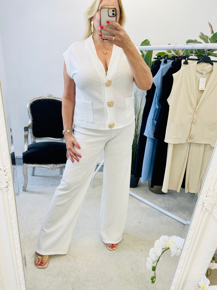 LADIES TROUSER CO ORD SET - BLACK, BLUE, NAVY, BEIGE, WHITE