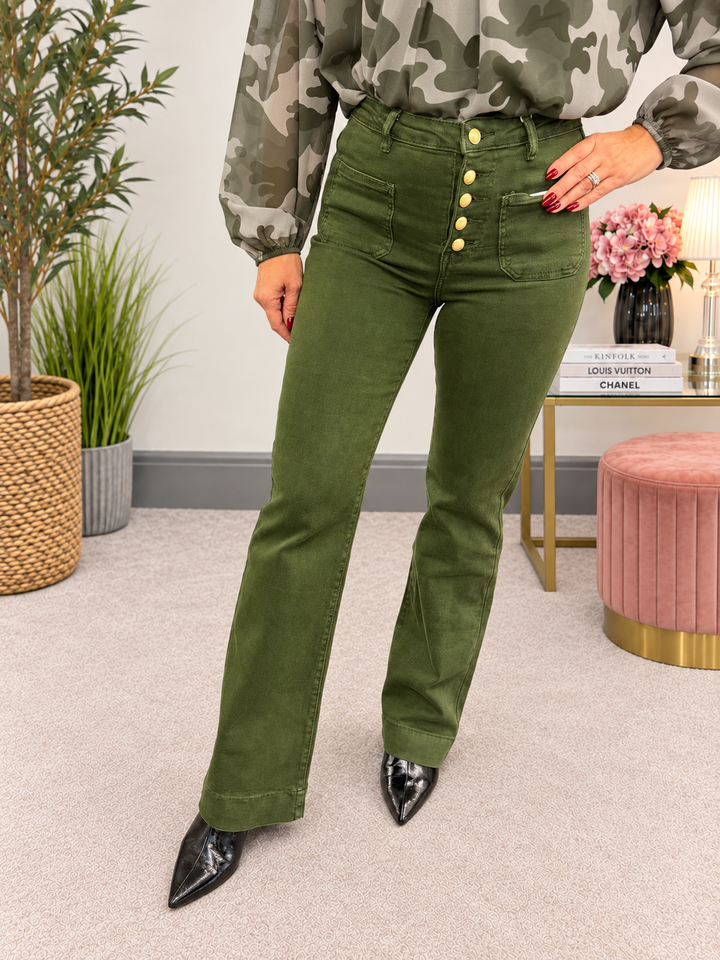 The MADDIE dark khaki wide leg jeans