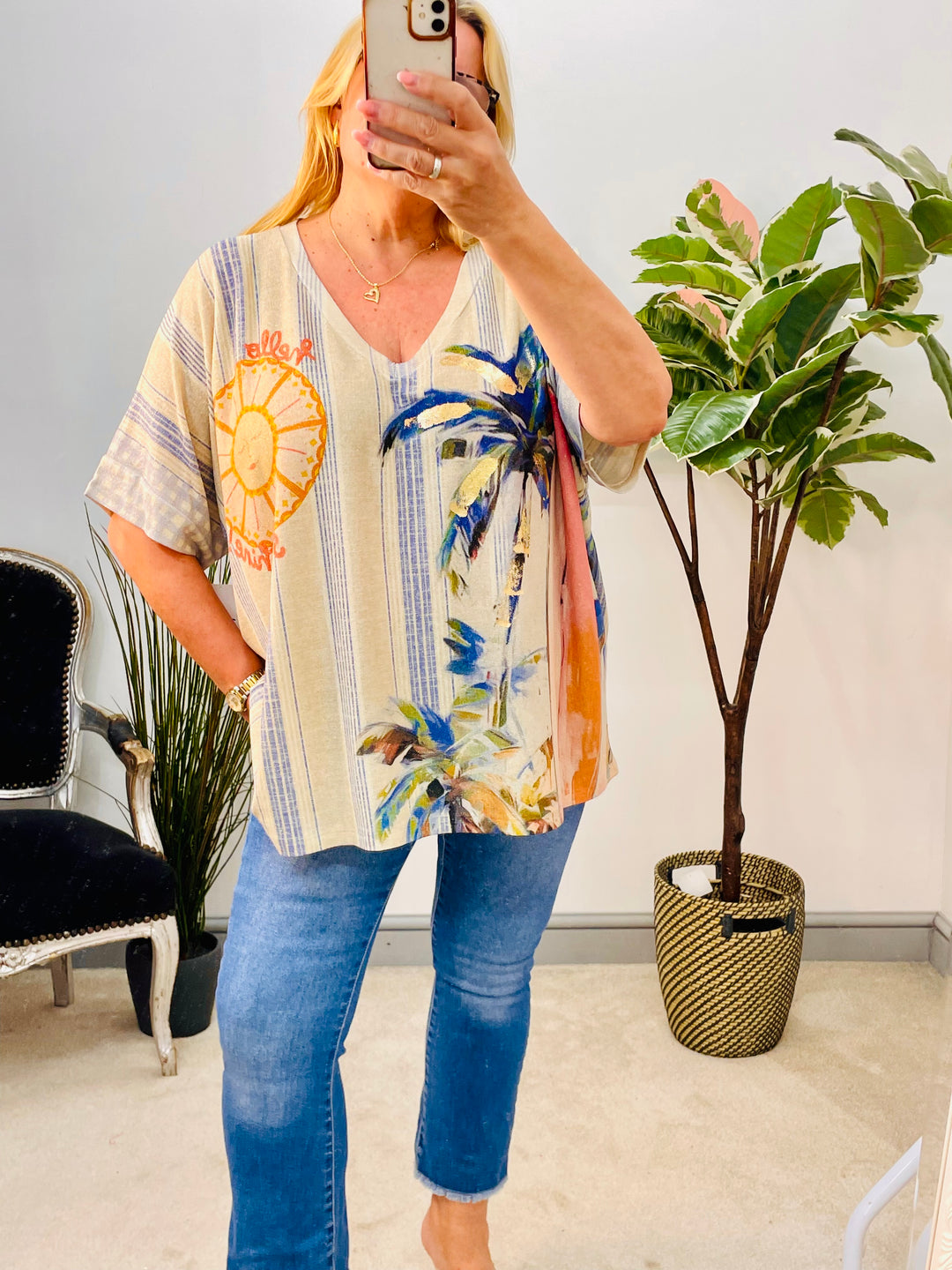 LADIES LOOSE FIT OVERSIZE LUREX SUMMER AMALFI TOP