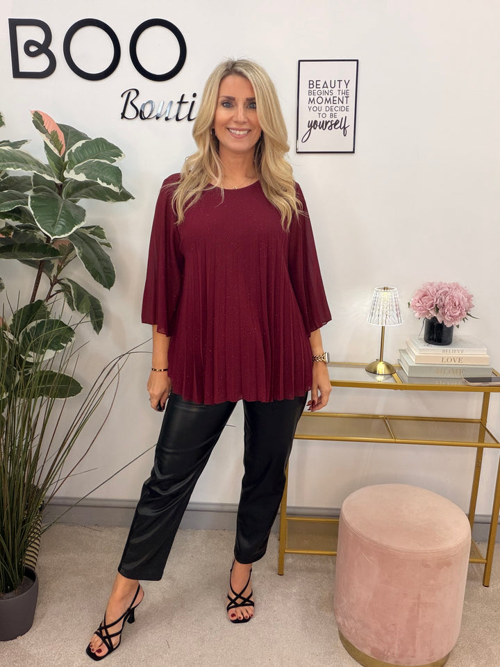 The LAUREN sparkly chiffon pleated top - 3 colours