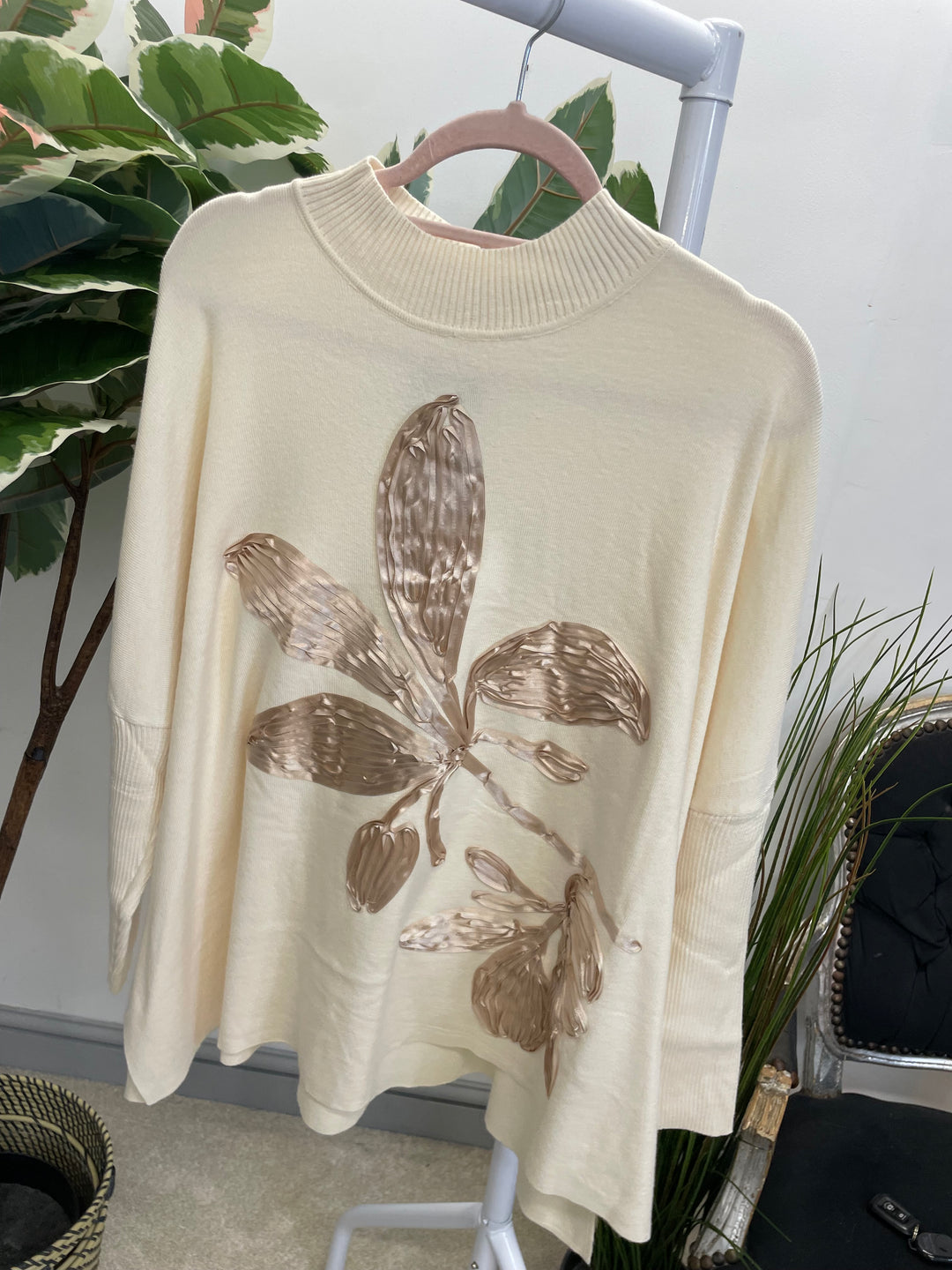 LADIES OVERSIZE LOOSE FIT JUMPER SWEATER CREAM
