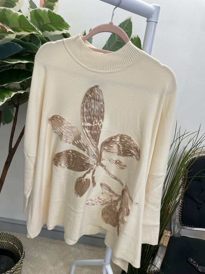 LADIES OVERSIZE LOOSE FIT JUMPER SWEATER CREAM