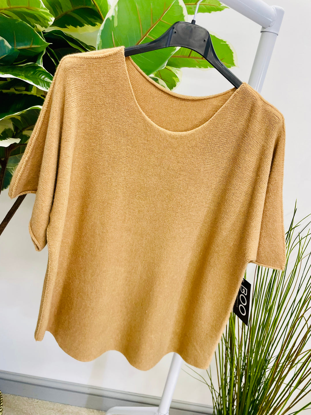 LADIES SOFT KNIT BATWING JUMPER - BLACK, KHAKI, BEIGE, WHITE, CAMEL, BROWN