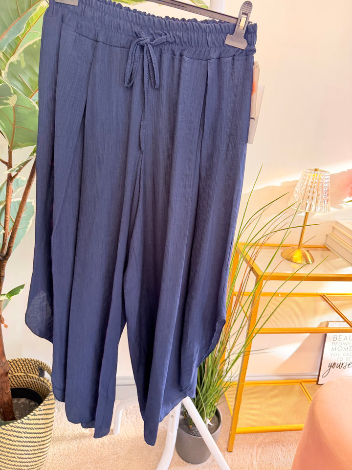 Ladies Loose Fit Harem Trousers - Black, Khaki, White, Brown, Navy & Mocha