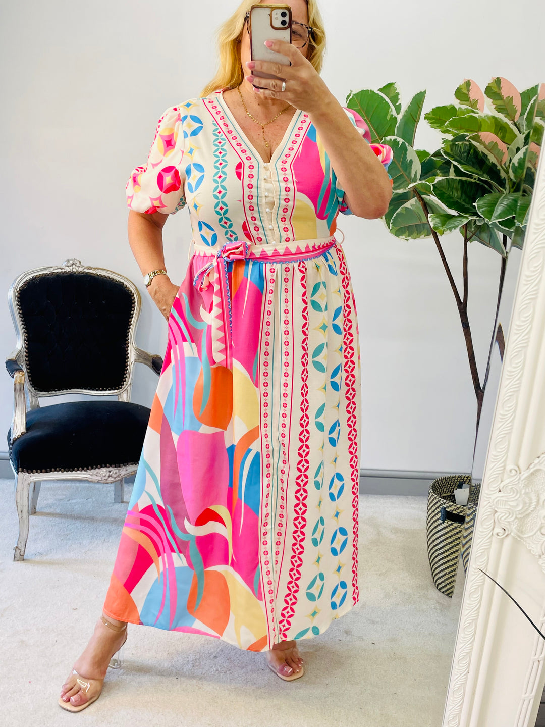 LADIES PINK BLUE SUMMER MAXI HOLIDAY EVENT DRESS
