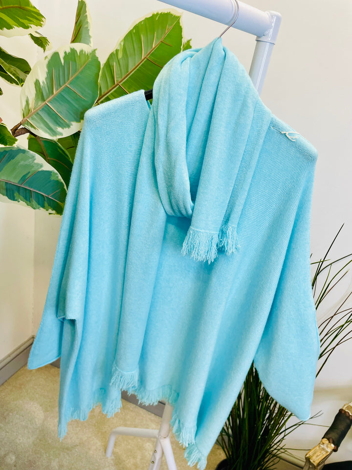 LADIES OVERSIZE JUMPER & SCARF SET MINT