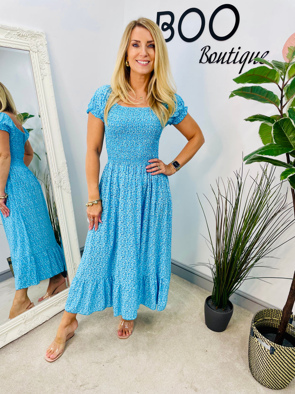 LADIES DAISY PRINT COTTON SUMMER MAXI DRESS - WHITE, LIME, YELLOW, TURQUOISE, NAVY