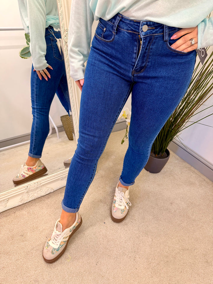 Ladies Fashion Dark Denim Skinny Jeans by RedSeventy