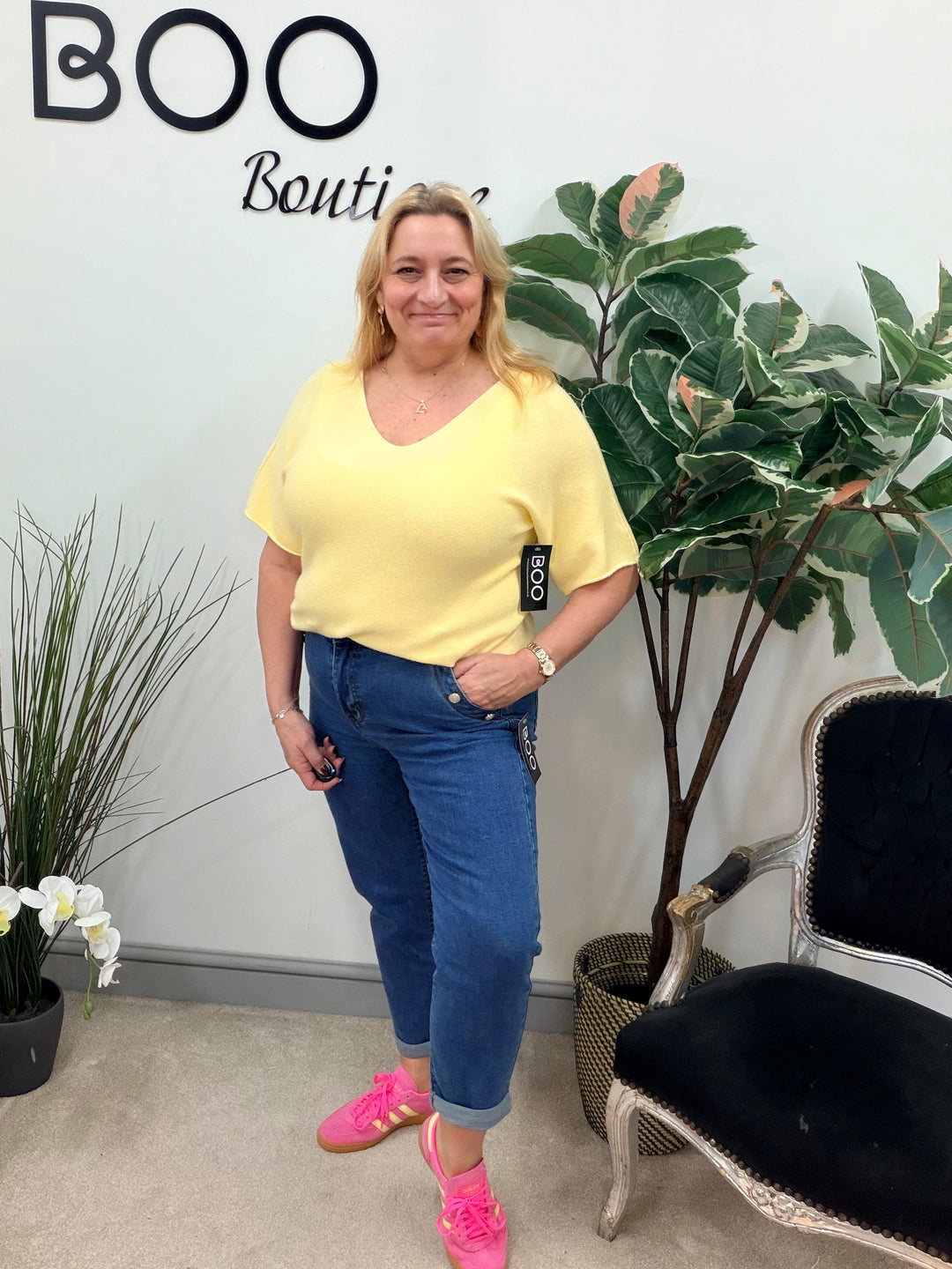 Ladies Short Sleeve Jumper - pink, white, mint, beige, black, coral, lemon