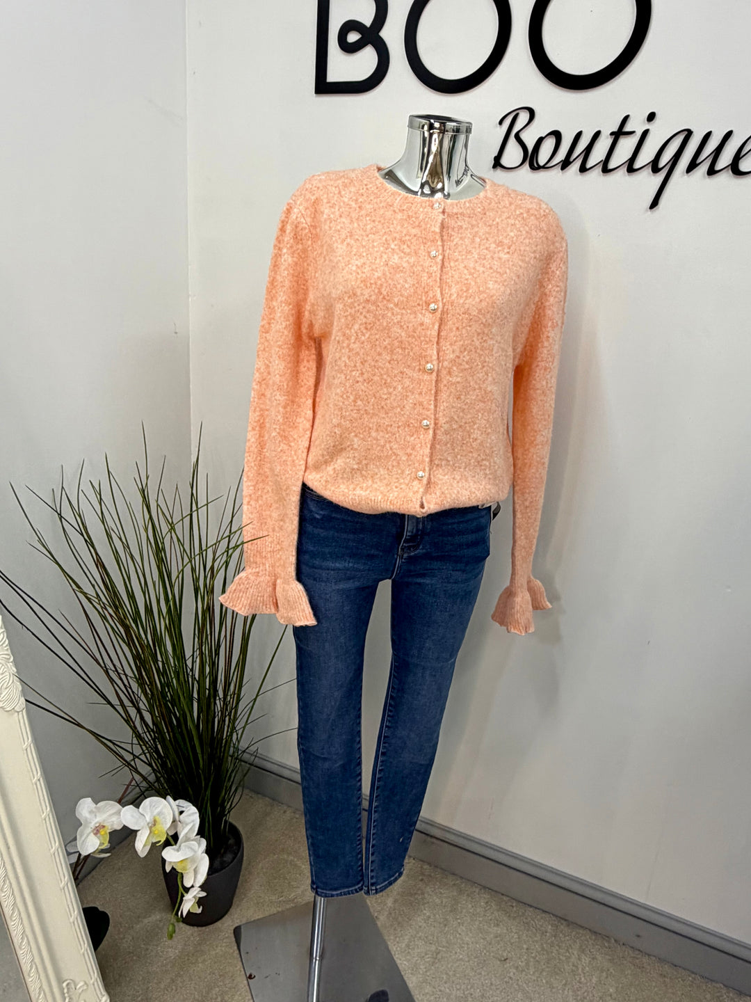 LADIES FASHION KNITTED CARDIGAN - BROWN, PEACH, PINK, BLUE & BEIGE