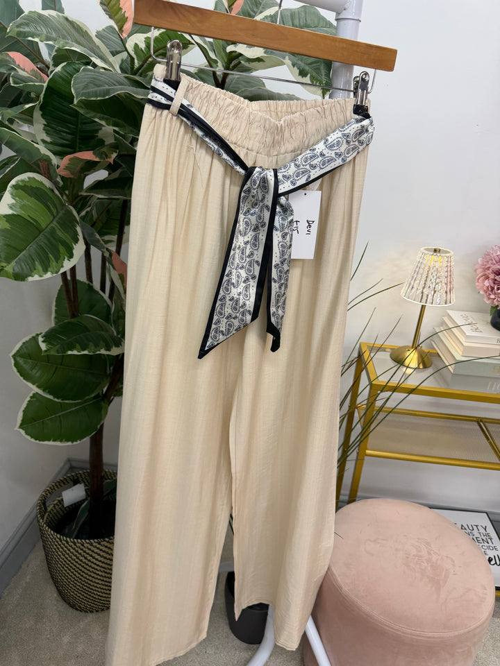Ladies Wide Leg Trousers - Black, Pink, White, Khaki, Blue, Mocha, Beige