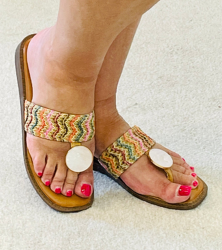 LADIES MULTI COLOUR SMALL WEDGE TOE POST SUMMER SANDALS 