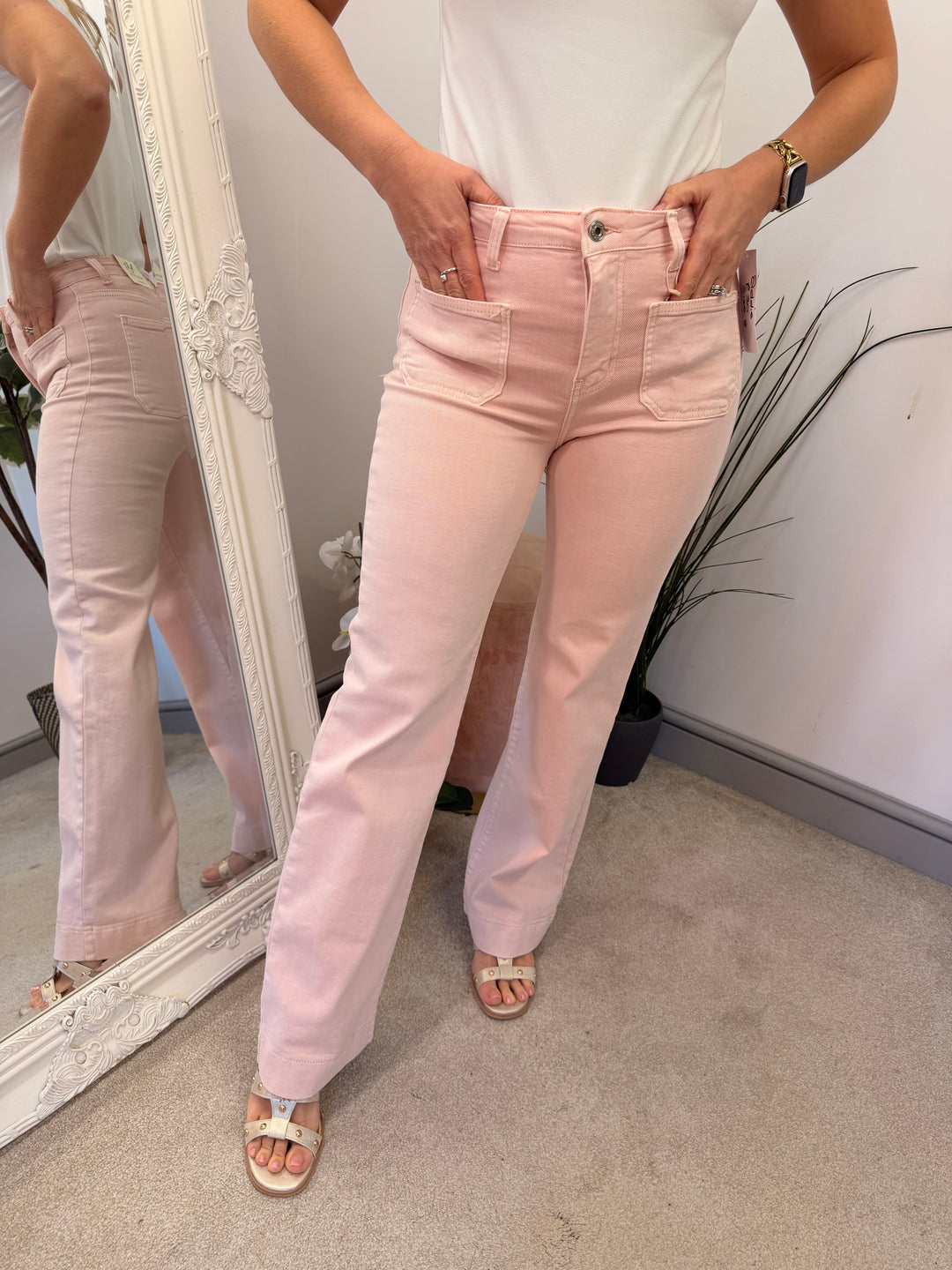 The ADDIE pink wide leg jeans - sizes 6 to 14