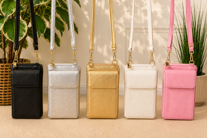 Ladies Purse / Phone Shoulder Bag - White, Silver, Gold, Black, Pink