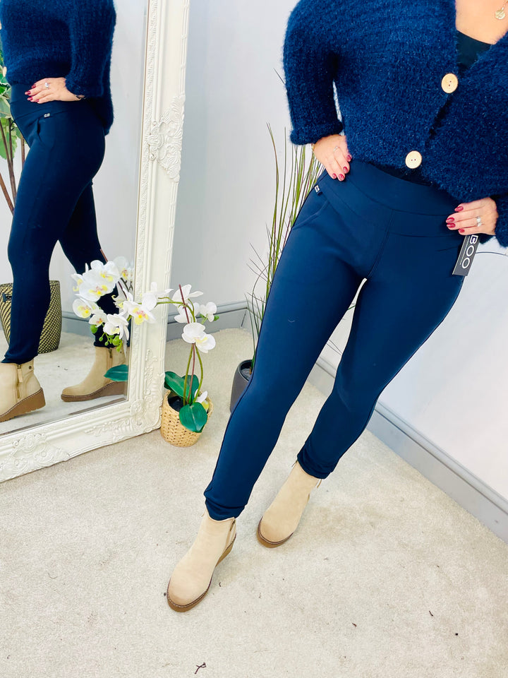 LADIES NAVY BLUE STRETCH SKINNY LEGGINGS JEGGINGS