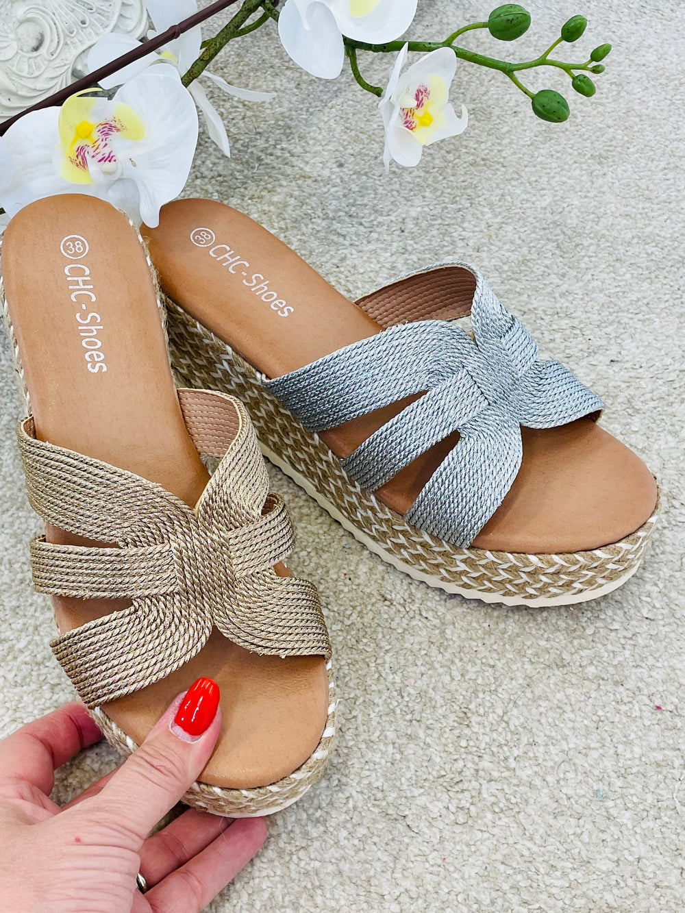 LADIES ROSE GOLD FLATFORM WEDGE HEEL SUMMER SANDALS 