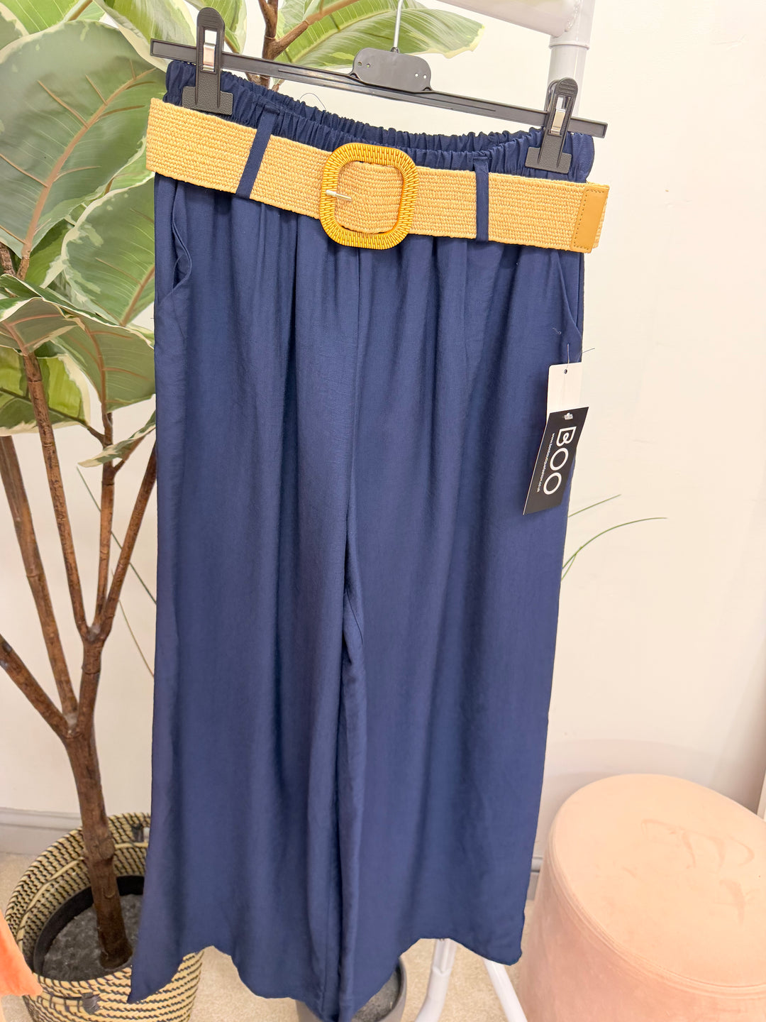 Ladies Fashion Wide Leg Trousers navy
