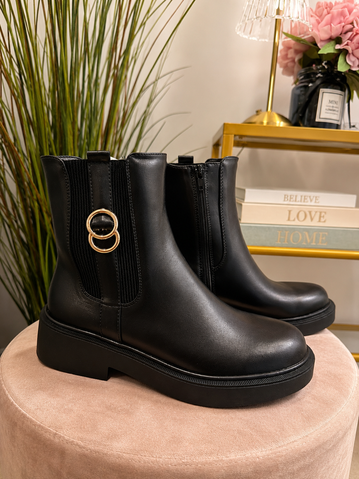 Ladies Fashion Flat Stretch Riding Boots - Black & Brown