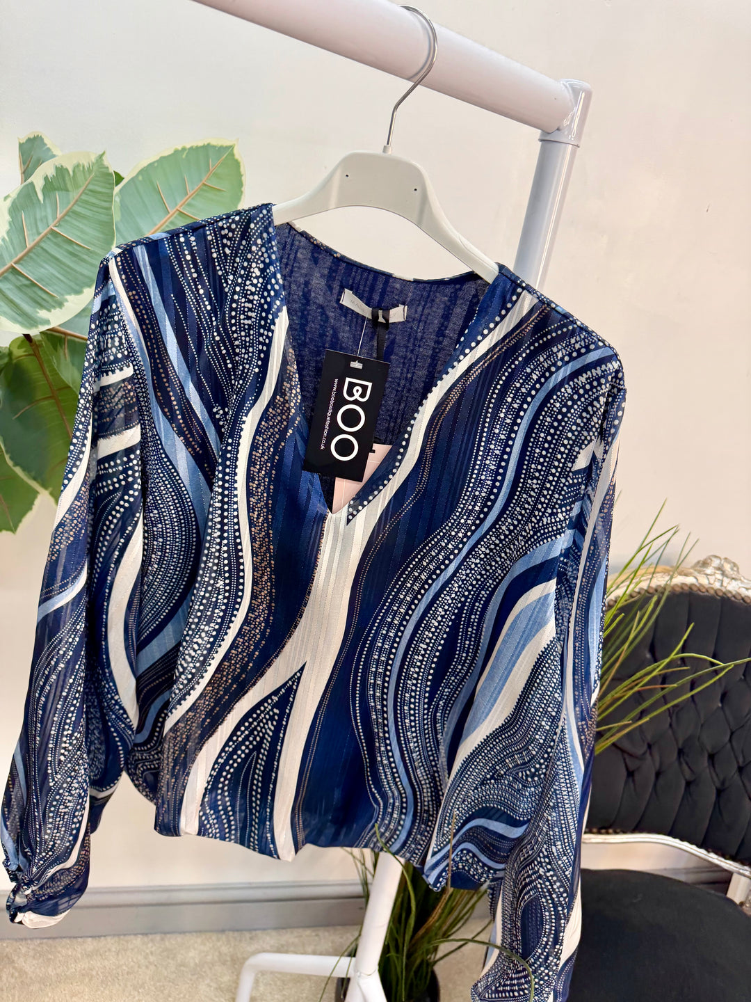 Ladies Fashion Chiffon Long Sleeve Top - black, yellow, pink & navy