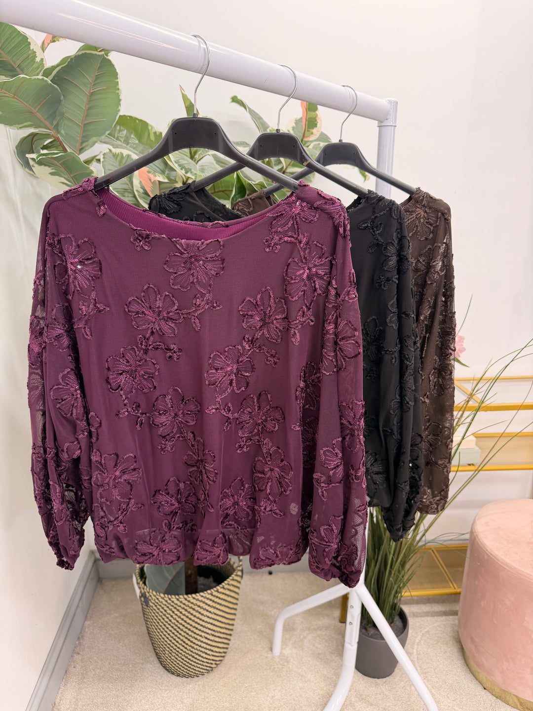 The MARIE sequin sparkly lacy party top - 3 colours