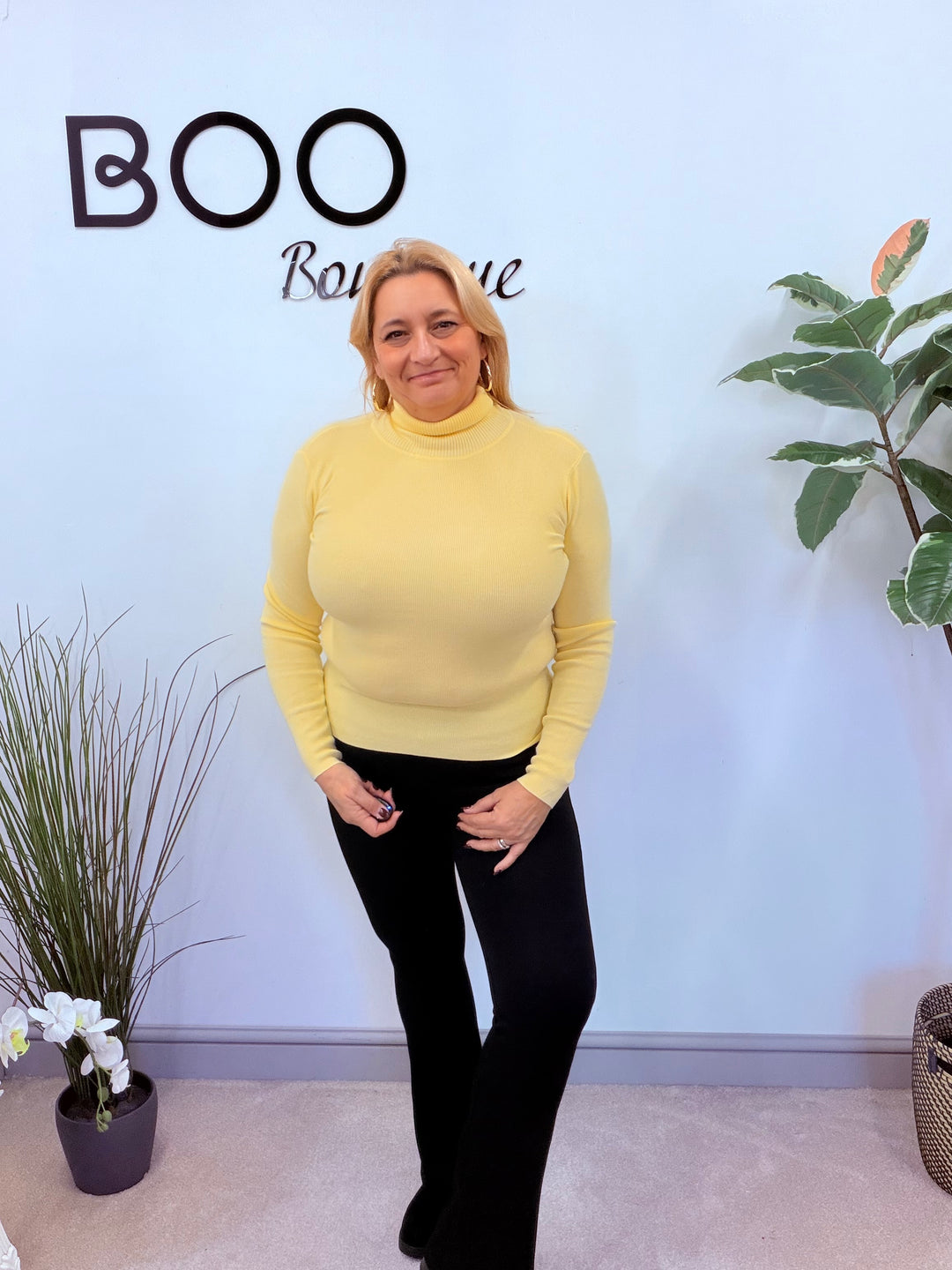 LADIES FASHION ROLL NECK JUMPER - BLACK, WHITE, LEMON, PINK, BLUE, BROWN & BEIGE