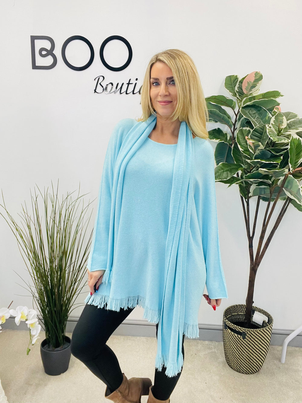 LADIES OVERSIZE JUMPER & SCARF SET MINT