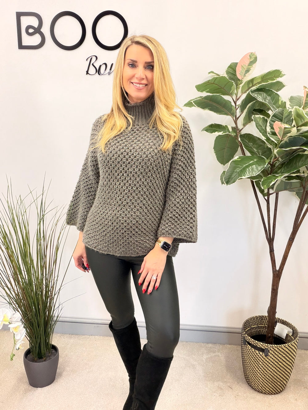 LADIES CHUNKY WAFFLE KNIT JUMPER - LEMON, BEIGE, BLACK, MOCHA & GREY