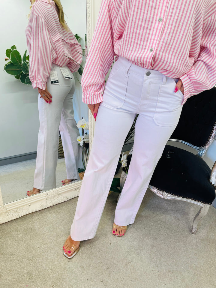 The MARGARITA white wide leg jeans - size 6 to 14