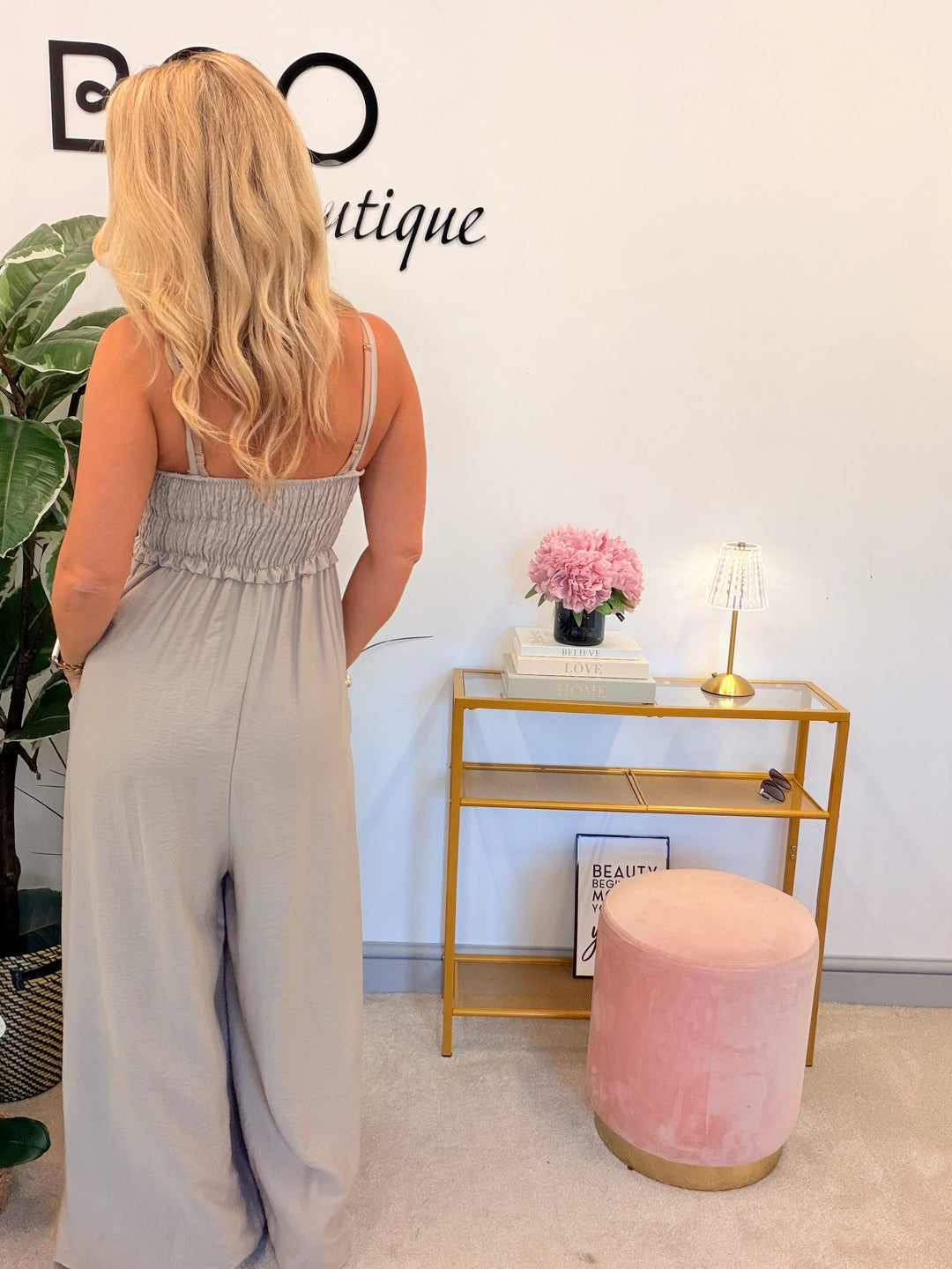 Ladies Wide Leg Summer Jumpsuit - Mocha, Brown, Khaki, White, Denim