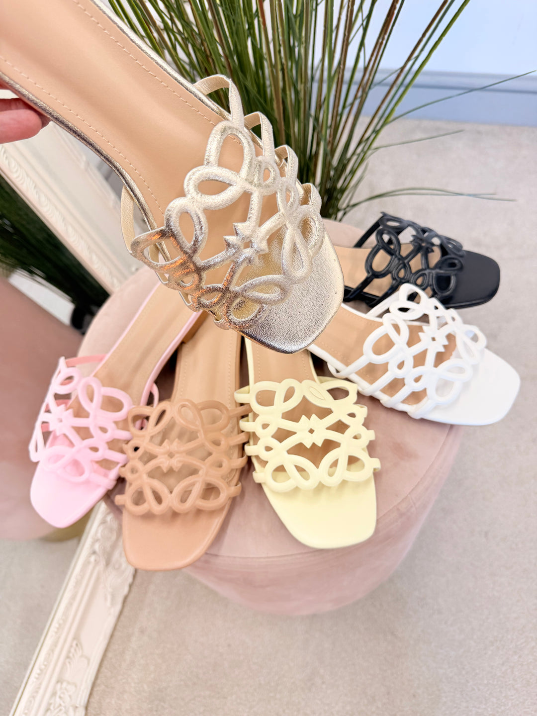 Ladies Fashion Swirl Flat Slider Sandals