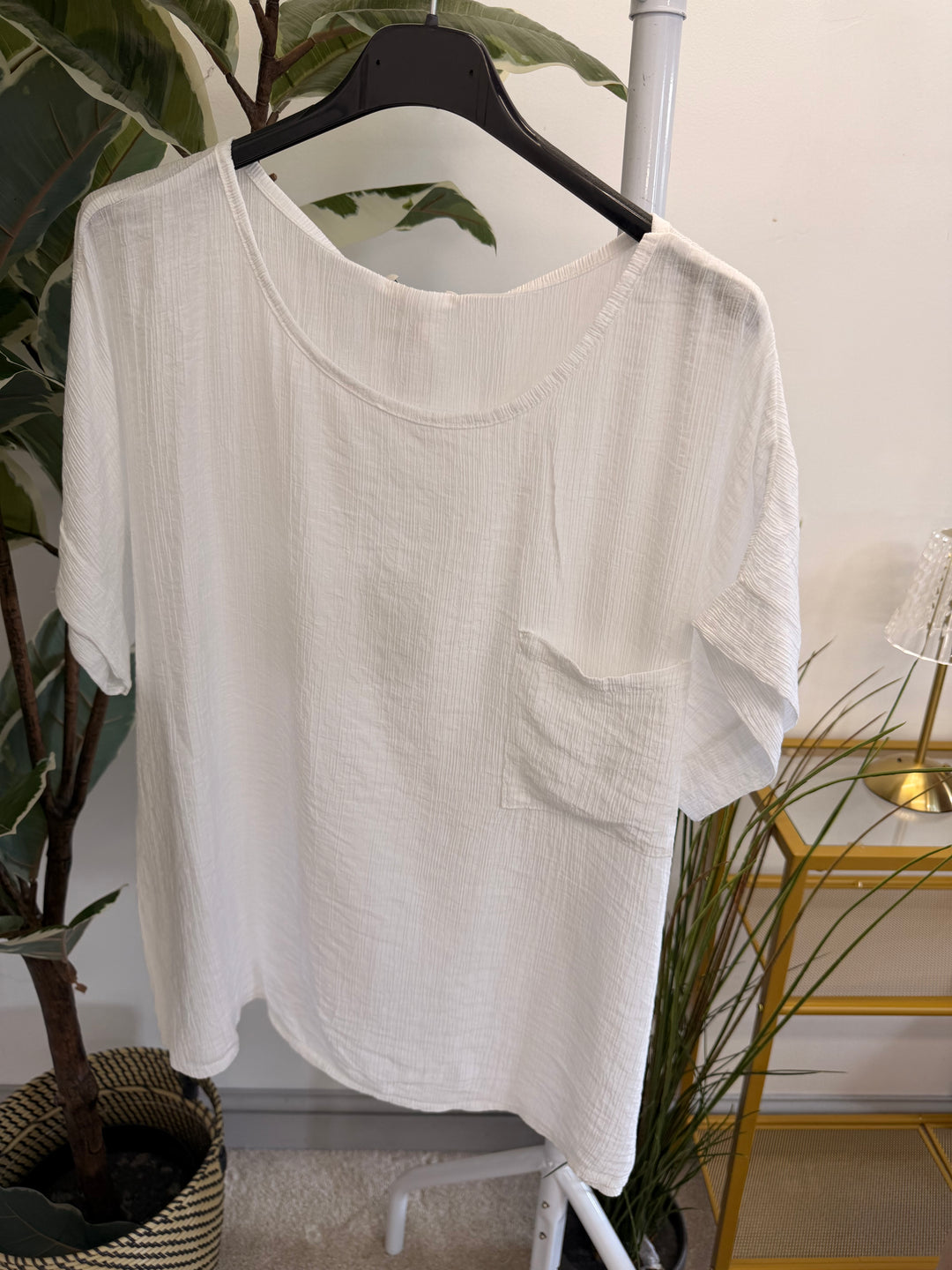 Ladies Non Crease Short Sleeve Top - Lime, White, Brown & Coral