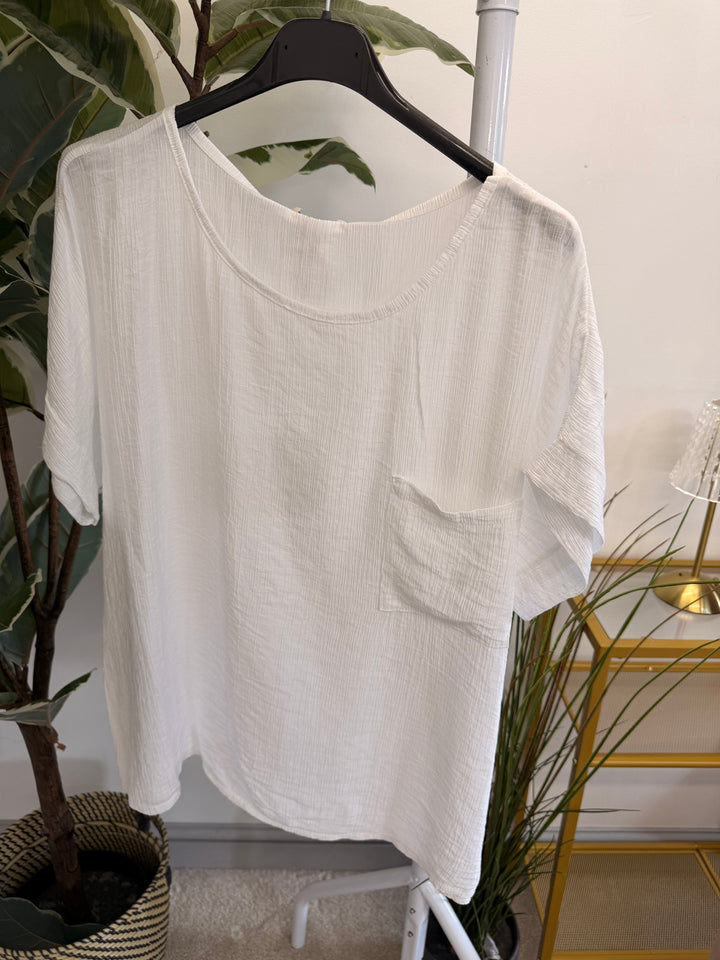 Ladies Non Crease Short Sleeve Top - Lime, White, Brown & Coral