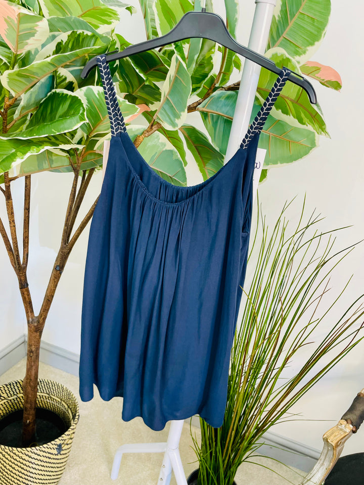 LADIES FLOATY CAMI SUMMER TOP - PINK, NAVY, WHITE  & BROWN