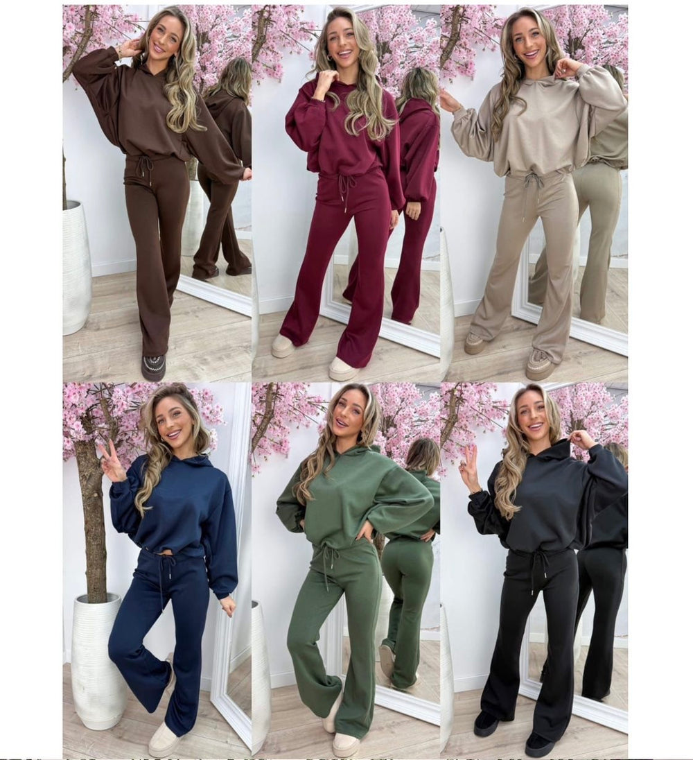 Ladies Fashion Flared Leg Tracksuit Co ord set 