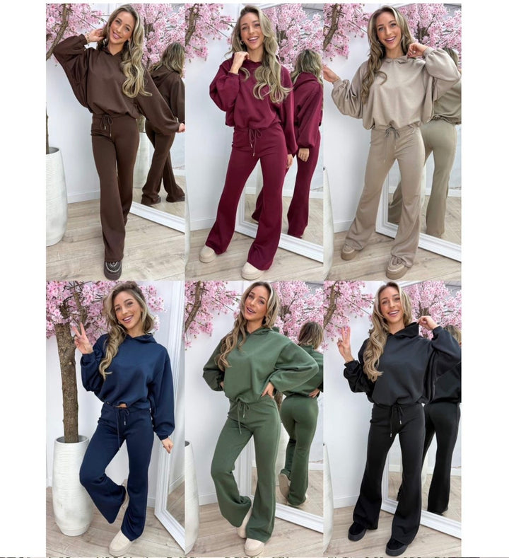 Ladies Fashion Flared Leg Tracksuit Co ord set 