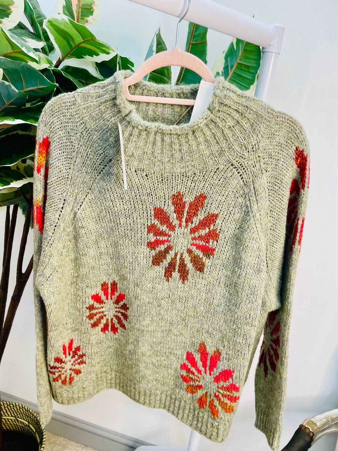 LADIES CONTRAST KNIT JUMPER - PINK, KHAKI & BEIGE