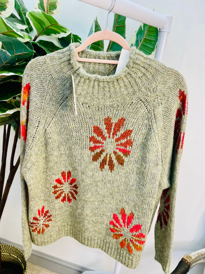 LADIES CONTRAST KNIT JUMPER - PINK, KHAKI & BEIGE