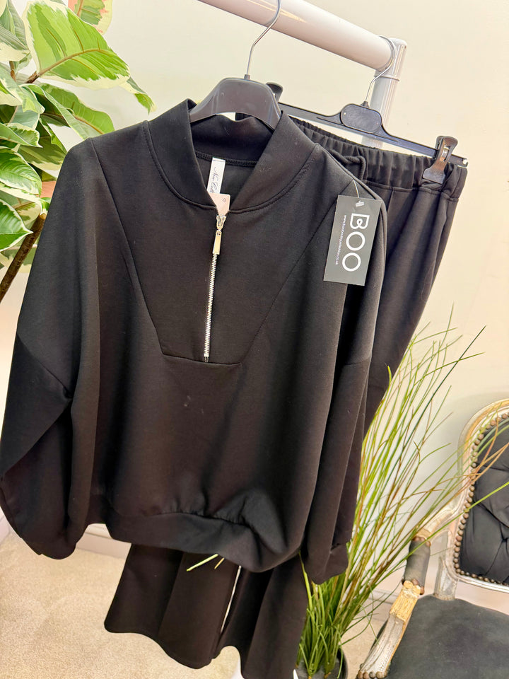 LADIES FASHION STRAIGHT LEG TROUSER CO ORD SET - BLUE, BEIGE & BLACK