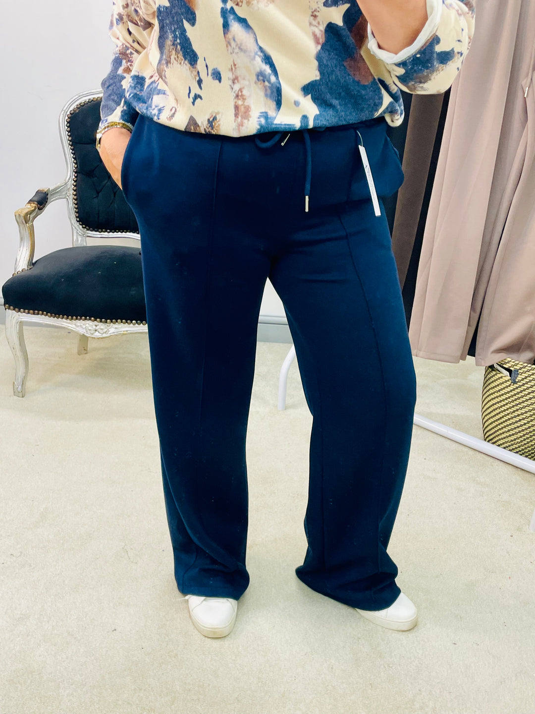 LADIES STRAIGHT LEG JOGGY STYLE TROUSERS - BLACK, NAVY, MOCHA & BEIGE