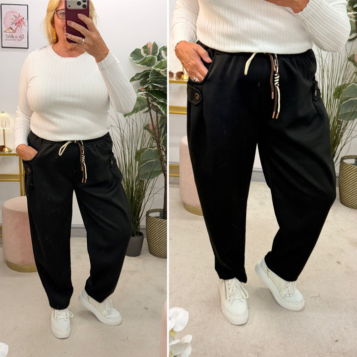 Ladies Fashion Casual Scuba Jogger Trousers - Wine, Mocha, Black & Khaki