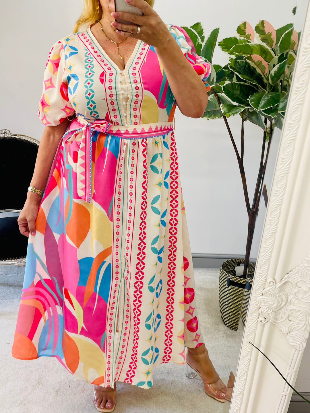 LADIES PINK BLUE SUMMER MAXI HOLIDAY EVENT DRESS

