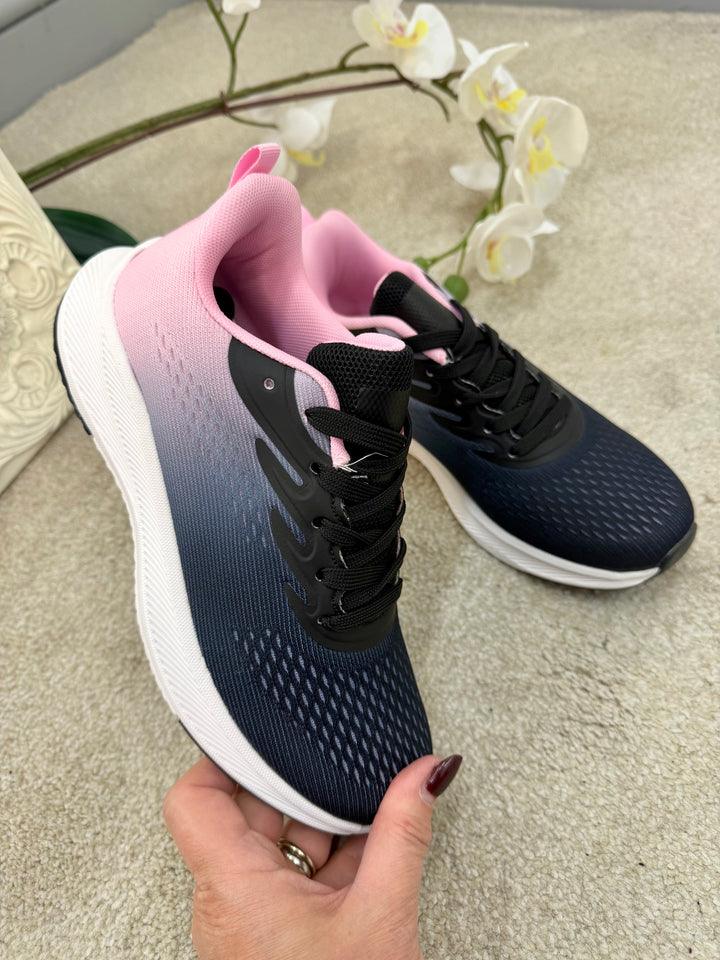 KHAKI & BLACK FABRIC COMFORT TRAINERS SHOES