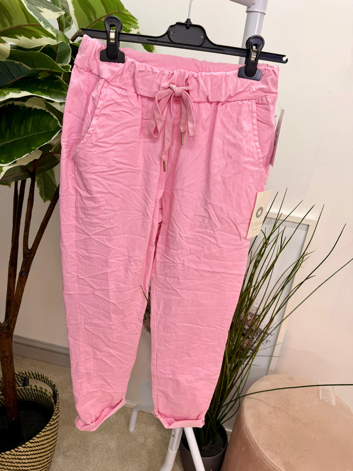 LADIES FASHION STRETCH MAGIC TROUSERS CANDY PINK