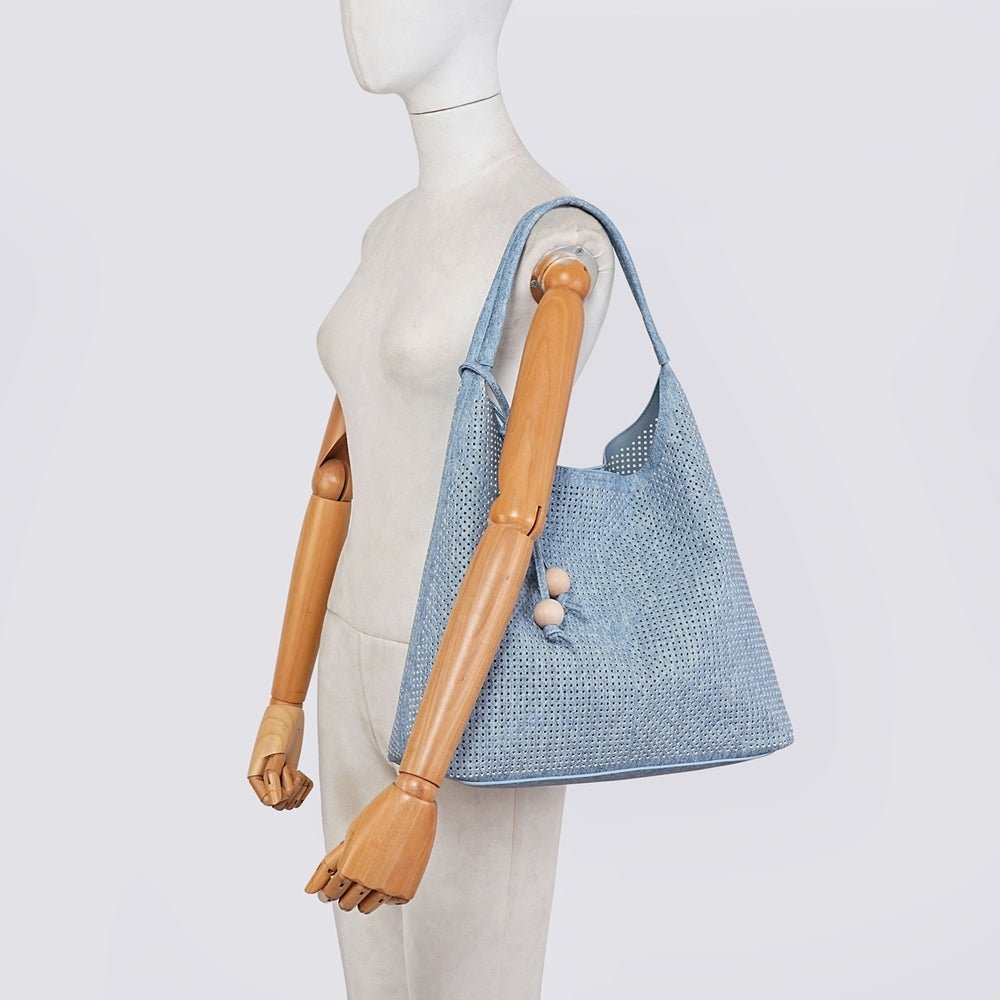 The ZOE slouch bag - blue and white